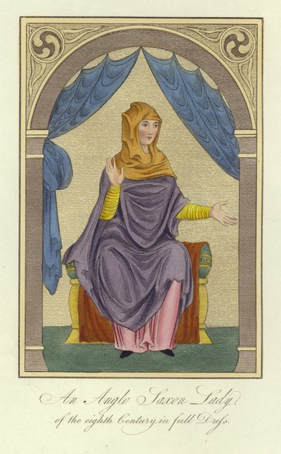 Une dame anglo-saxonne du 8ème siècle en grande tenue - English School