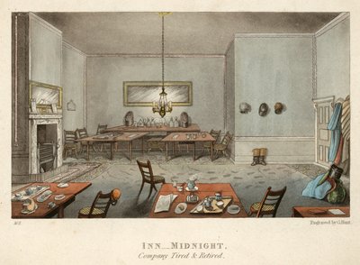 Une auberge à minuit; compagnie fatiguée et retirée - English School