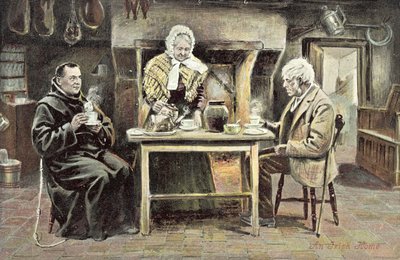 Un foyer irlandais (lithographie en couleur) - English School