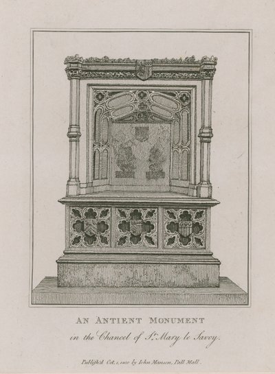 Un ancien monument dans le chœur de St Mary le Savoy - English School