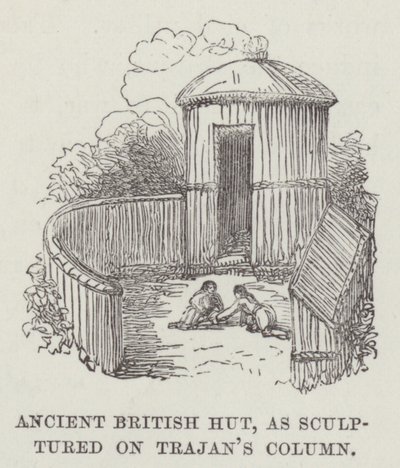 Hutte britannique ancienne, sculptée sur la colonne de Trajan (gravure) - English School