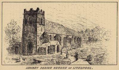 Ancienne église paroissiale de Liverpool (gravure) - English School