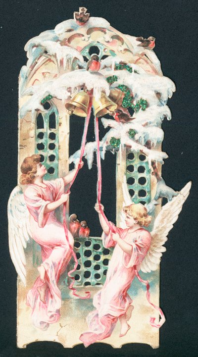 Anges sonnant des cloches, Carte de Noël - English School