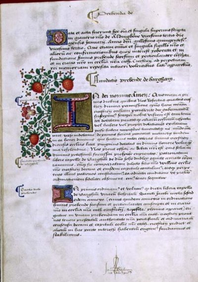 Archive 9432 f.19v Page de texte avec initiale illuminée 
