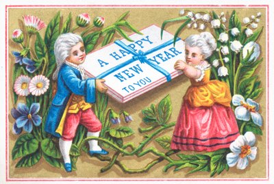 Couple aristocratique tenant un paquet - English School