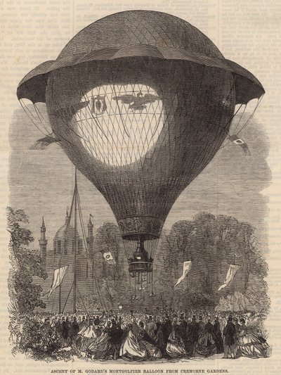 Ascension du ballon Montgolfier de M. Godard depuis les Jardins de Cremorne - English School