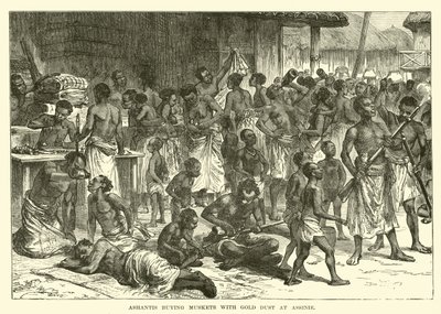 Ashantis achetant des mousquets avec de la poussière d