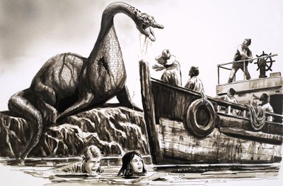 Attaque par un reptile préhistorique - English School