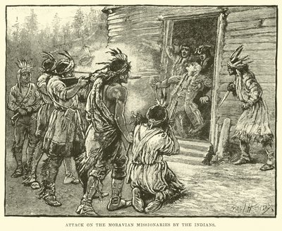 Attaque des missionnaires moraves par les Indiens - English School