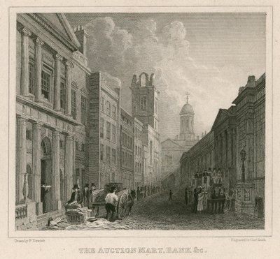 Auction Mart, St Bartholomews Lane, Londres, et Banque - English School
