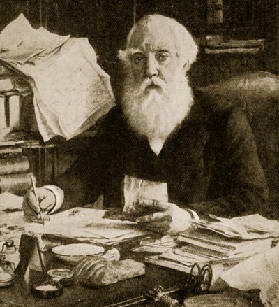 Austen Henry Layard assis à son bureau - English School
