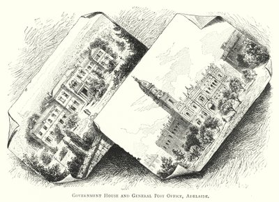 Australie : Government House et General Post Office, Adélaïde (gravure) - English School
