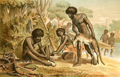 Aborigènes australiens préparant un repas - English School