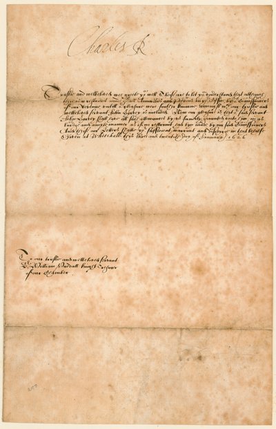 Autographe du roi Charles Ier - English School