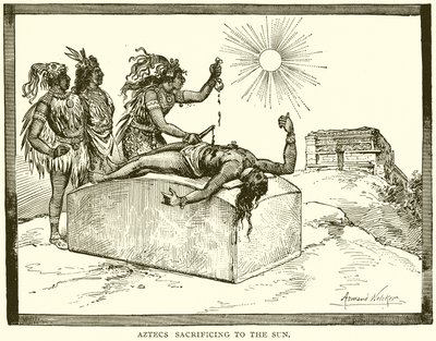 Aztèques sacrifiant au soleil - English School