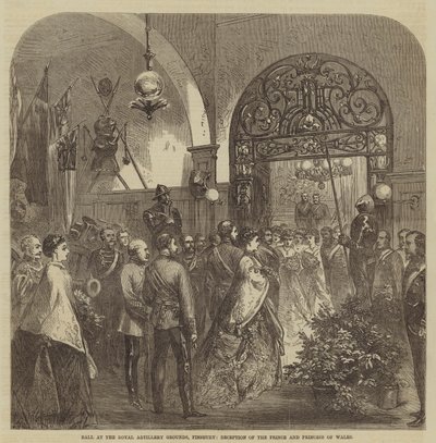 Bal au Royal Artillery Grounds, Finsbury, Réception du prince et de la princesse de Galles (gravure) - English School