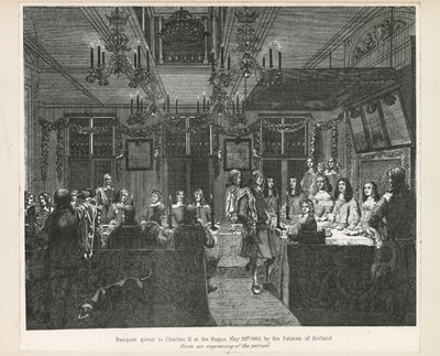 Banquet donné au roi Charles II, 30 mai 1660, par les États de Hollande - English School