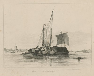 Barge et bateaux sur un canal - English School
