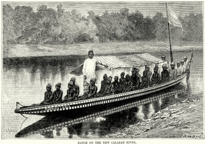 Chaland sur la rivière New Calabar (gravure) - English School