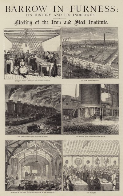 Barrow-in-Furness, son histoire et ses industries (gravure) - English School