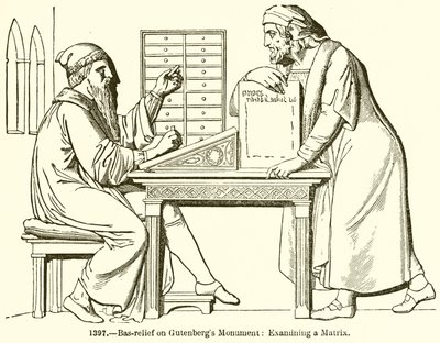 Bas-relief sur le monument de Gutenberg : Examen d