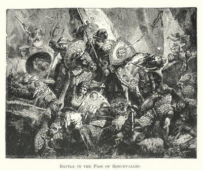 Bataille au col de Roncevalles (gravure) - English School