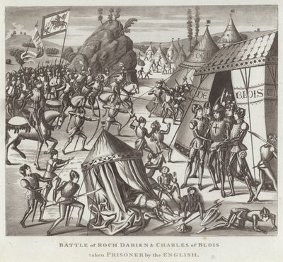 Bataille de Roch Darien et Charles de Blois fait prisonnier par les Anglais - English School