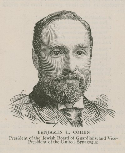 Benjamin L. Cohen, président du conseil des gardiens juifs et vice-président de la synagogue unie - English School