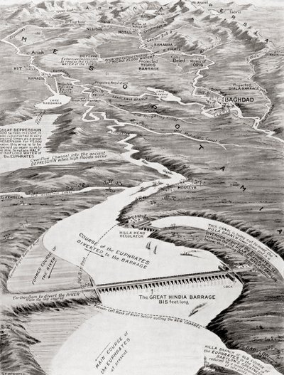 Vue aérienne de la Mésopotamie montrant le projet d