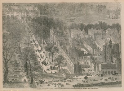 Vue aérienne des palais de Buckingham et de St James - English School