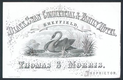 Black Swan Commercial & Family Hotel, Sheffield, carte de visite - English School