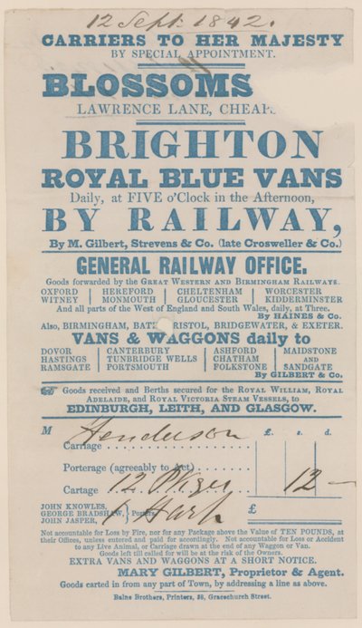 Blossoms Inn, Lawrence Lane, Cheapside, Bill - English School