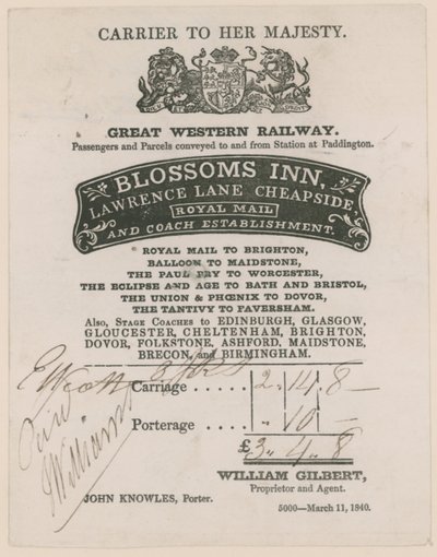 Blossoms Inn, Lawrence Lane, Cheapside, Bill - English School