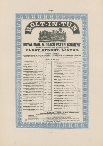 Établissement de la poste royale et des diligences de Bolt-in-Tun - English School
