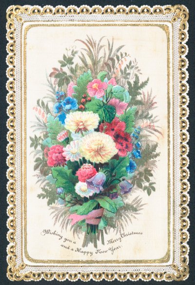 Bouquet de fleurs, carte de Noël - English School