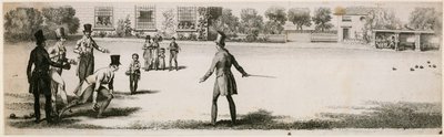 Jeu de boules pendant la Régence dans un jardin de plaisance non identifié - English School