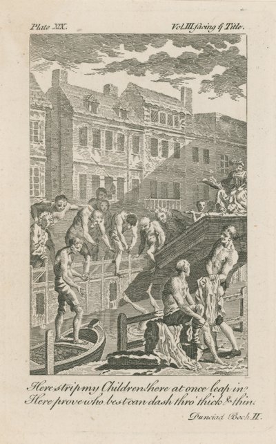 Garçons se baignant dans le Fleet Ditch près du pont de Bridewell en 1728 - English School