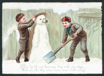Garçons construisant un bonhomme de neige - English School