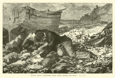 Le corps de Brave Allen Gardiner gisant à côté de son bateau - English School