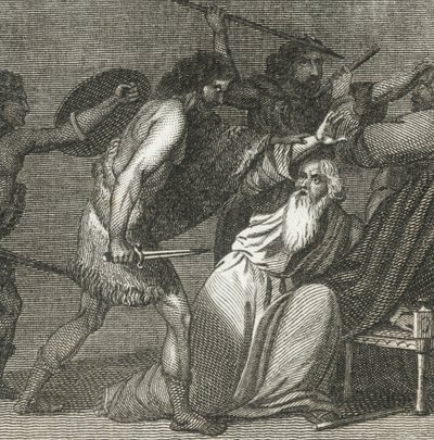 Brennus et ses troupes tuant les hommes vénérables (gravure) - English School