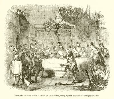 Apport de la tête de sanglier à Noël, époque de la reine Élisabeth - English School
