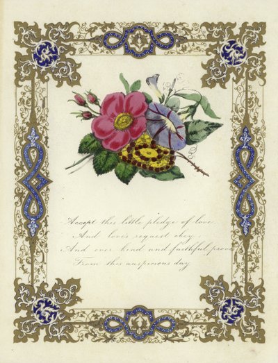 Carte de Saint-Valentin britannique avec une image de fleurs - English School