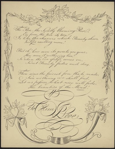 Carte de Saint-Valentin britannique avec des vers - English School