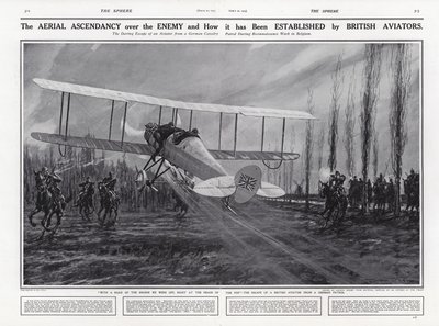 Avion britannique échappant à une patrouille allemande, Première Guerre mondiale, Belgique - English School