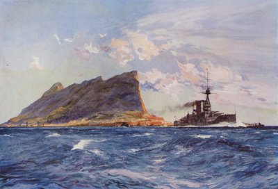 Cuirassé britannique au large de Gibraltar - English School