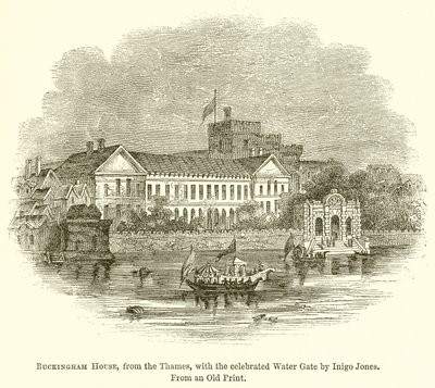 Maison de Buckingham, depuis la Tamise, avec la célèbre porte d