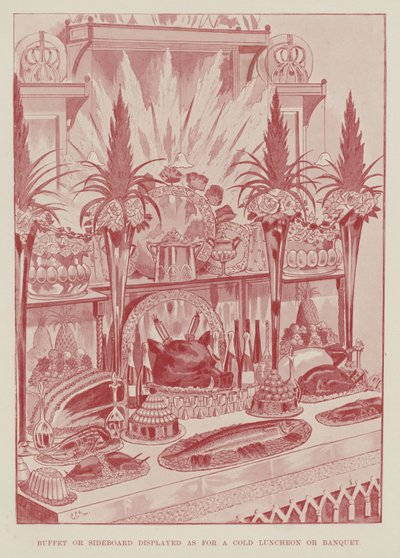 Buffet ou crédence présenté pour un déjeuner froid ou un banquet - English School