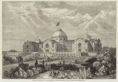 Bâtiment proposé à être érigé dans le parc Alexandra, Muswell Hill - English School