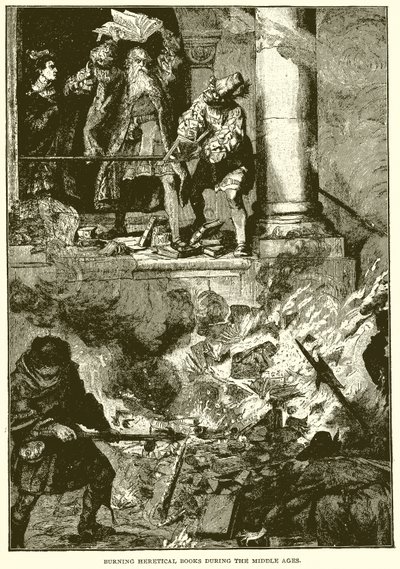 Brûlage de livres hérétiques au Moyen Âge - English School