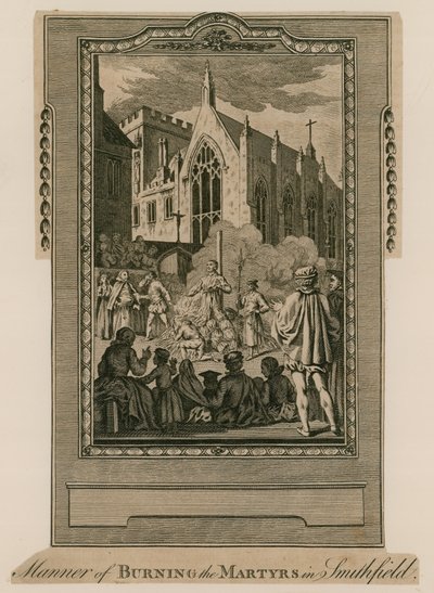 Brûlage des martyrs à Smithfield - English School